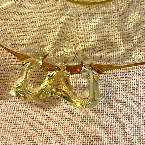 Vintage Fostoria Topaz Yellow Depression Glass Octagonal Small Plate w/ Handles - Picture 3 of 6